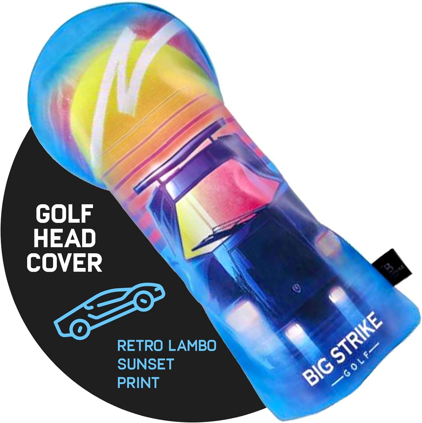 Big Strike Golf - Premium Golf Club Driver Head Covers - Modern Design PU Leather Headcovers (Retro Lambo Sunset)