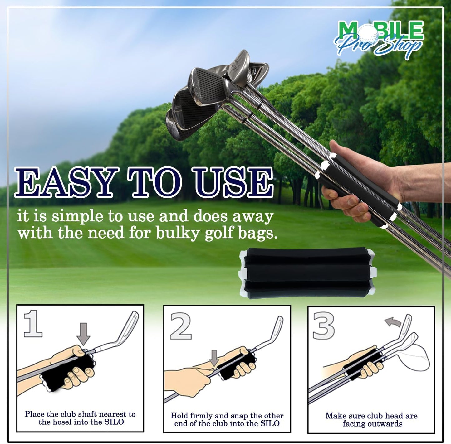 Golf Club Carrier – Holds Up to 6 Golf Clubs, Keeps Them Visible, Clean & Dry – Premium Quality Accessory with Durable Design (Black/White)