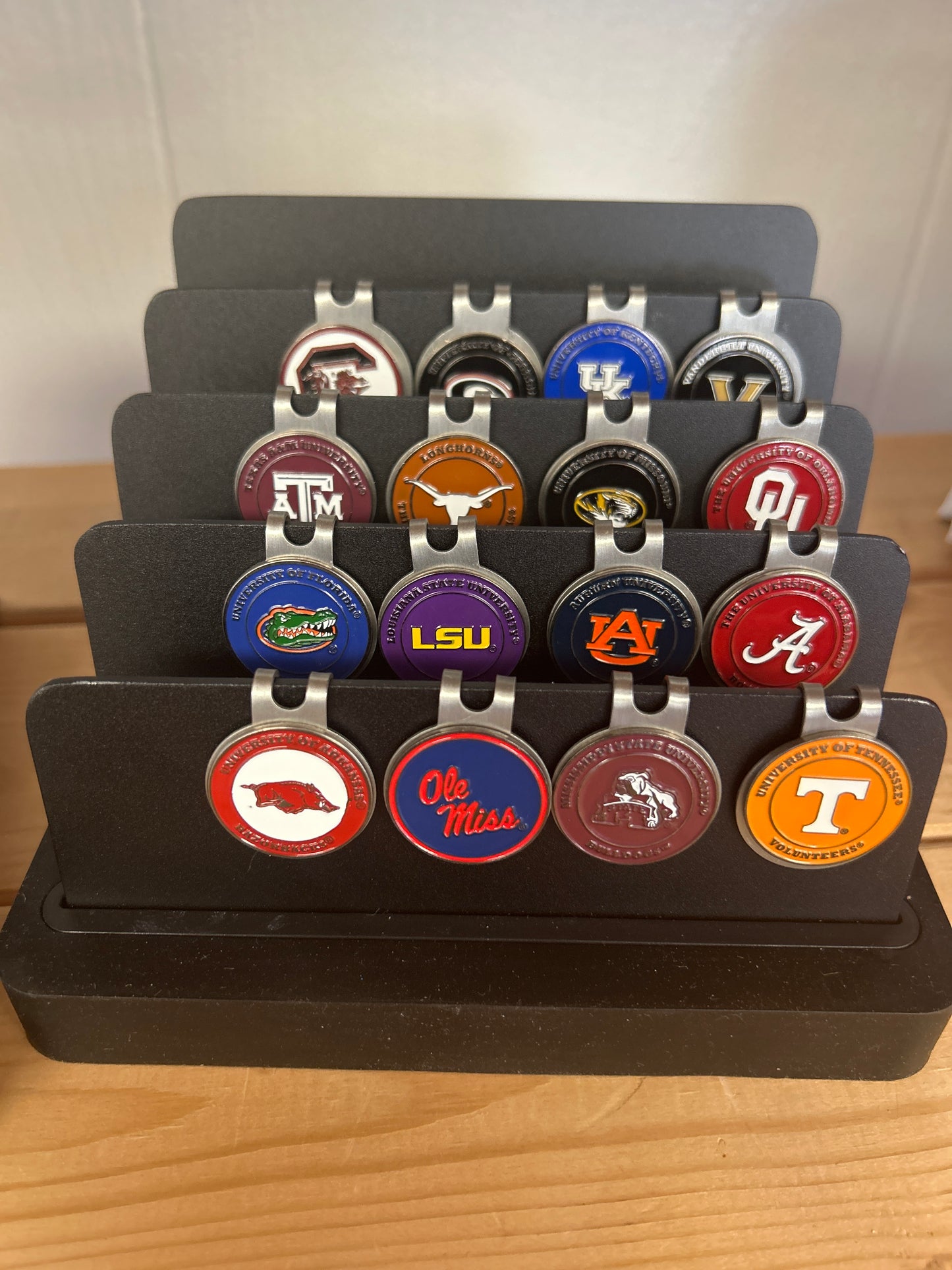 Hat clips with NCAA, NFL, MLB marker