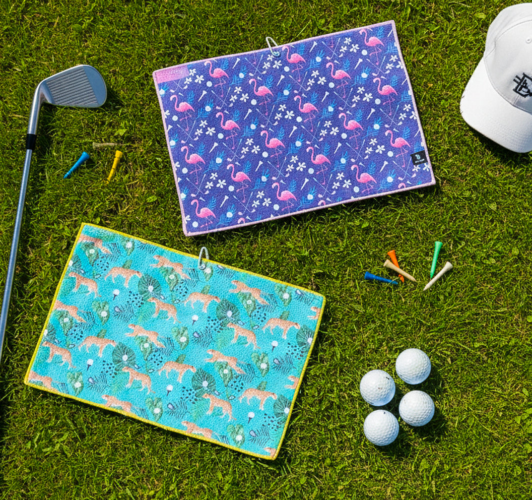 2 Pack V-Shaped Golf Club Stand With Golf Towels Set of 2 Keeps Your Clubs Clean, Dry & Visible, V-Stick Club Stand Made of Highly Durable Stainless Steel - Easy to Carry Golf Club Holder