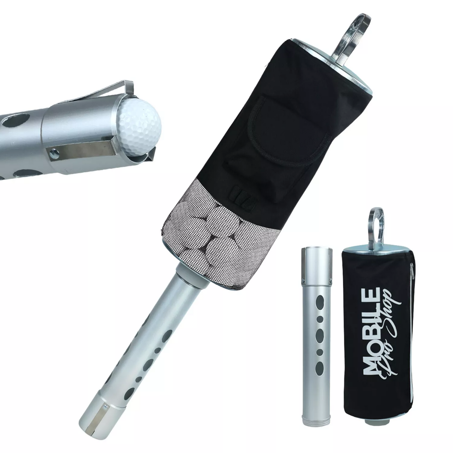 Golf Shag Bag, Ball Retriever with Detachable Tube & Pocket, Holds Up to 70 to 80 golf balls