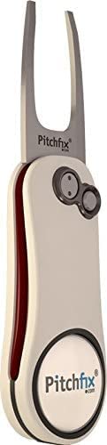 Pitchfix Solo Tin Set Includes Fusion 2.5 Divot Repair Tool with Removable Ball Marker (White-Red)