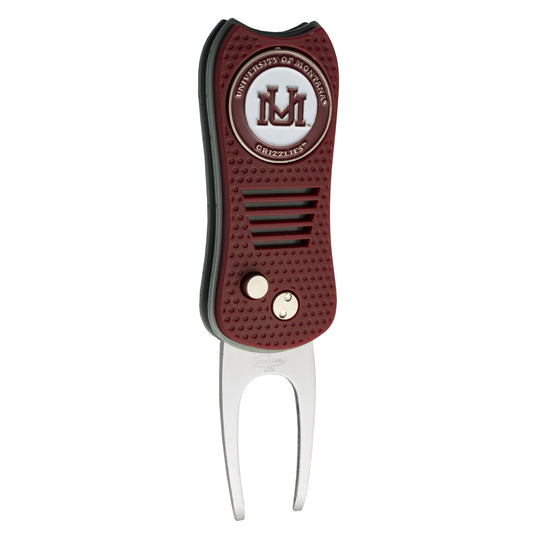 NCAA Switchblade Divot Repair Tool with Double-Sided Removable Magnetic Ball Marker (Montana Grizzlies)