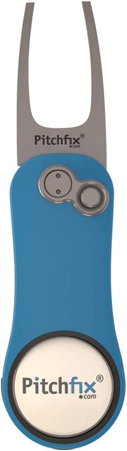 Pitchfix Switchblade Divot Tool Hybrid 2.0 with Removable Ball Marker (Lt Blue/White)