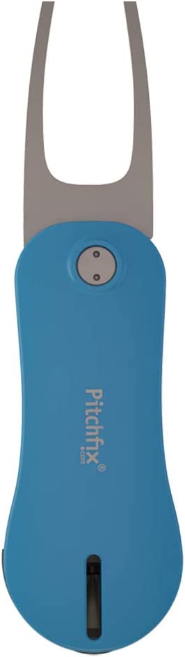 Pitchfix Switchblade Divot Tool Hybrid 2.0 with Removable Ball Marker (Lt Blue/White)