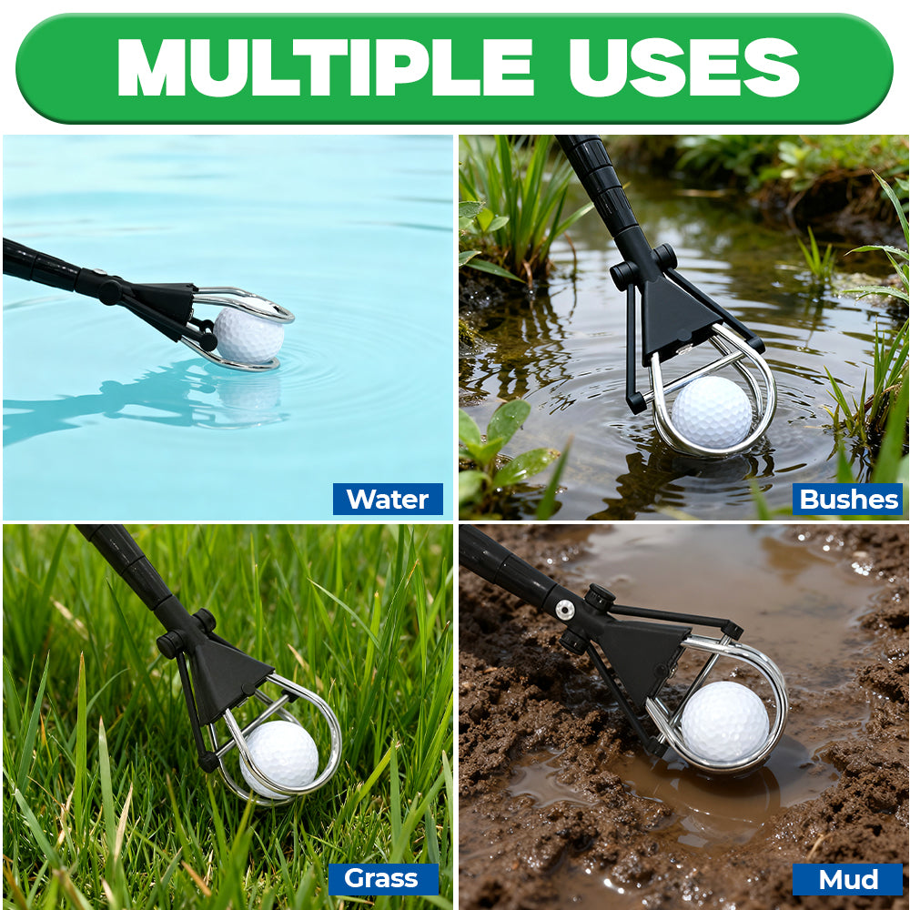 Stainless Steel Telescopic Design Golf Ball Retriever - Extends up to 16 Feet