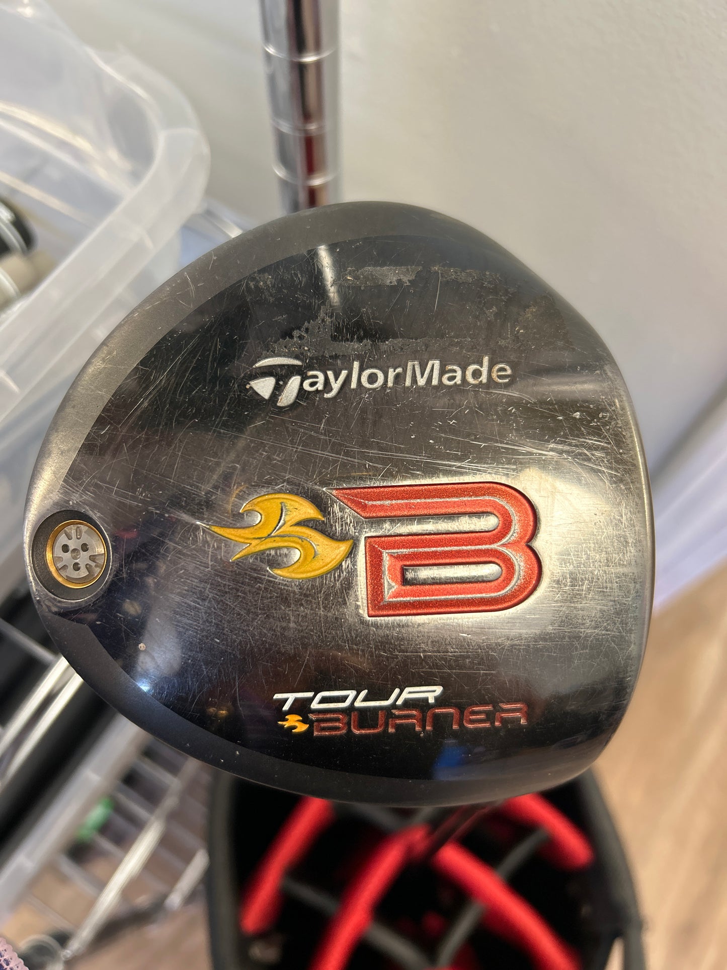 TaylorMade Tour Burner Driver (2008). The shaft photo confirms the Fujikura RE*AX SuperFast 60, Stiff flex