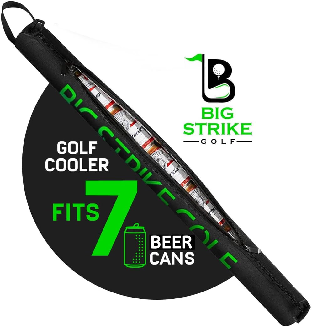 Big Strike Golf - Beer Sleeve for Golf Bag - Fits 7 Cans - Fully Insulated Beer Sleeve Cooler (Emerald Green)