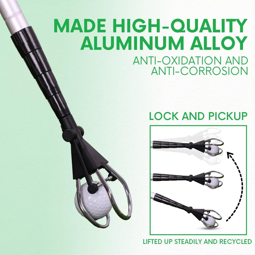 Stainless Steel Telescopic Design Golf Ball Retriever - Extends up to 12 Feet