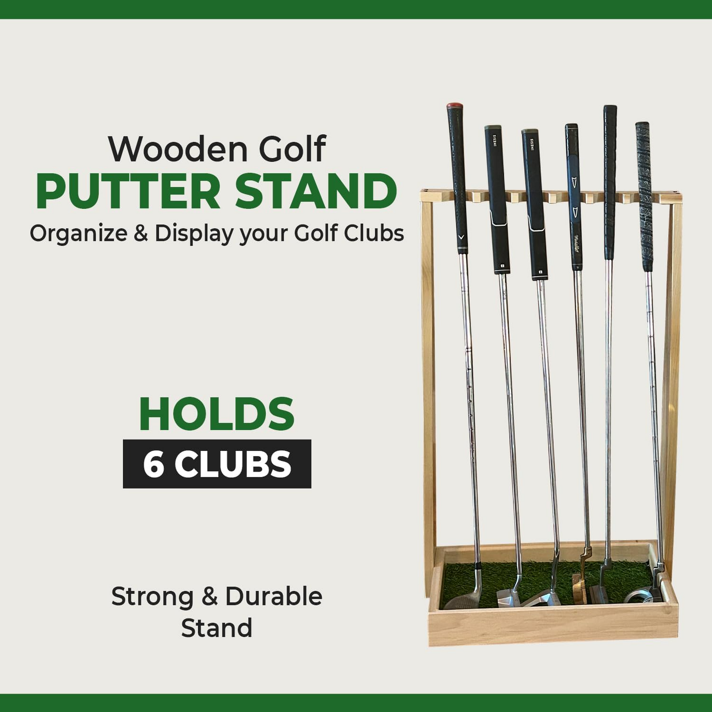 Wooden Golf Putter Stand, Golf Club Holder, Golf Club Brush, Golf Club Organizer, Indoor Display Rack, Stand for Storage, Floor Display Rack
