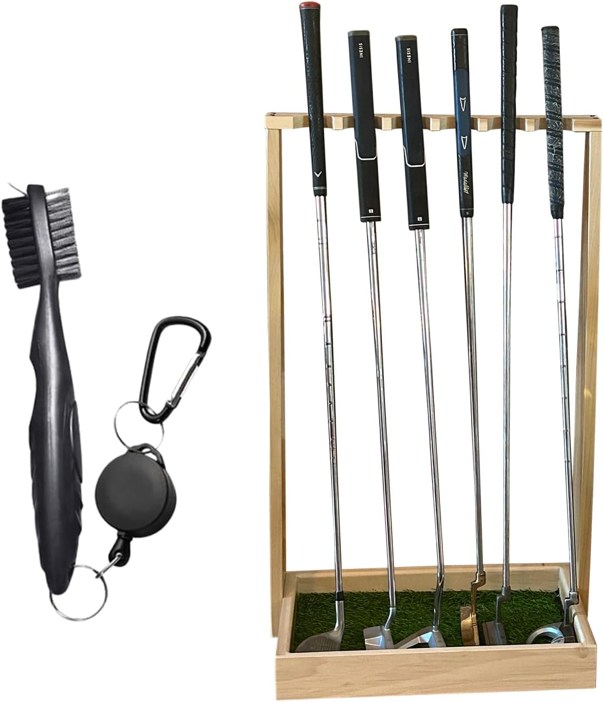 Wooden Golf Putter Stand, Golf Club Holder, Golf Club Brush, Golf Club Organizer, Indoor Display Rack, Stand for Storage, Floor Display Rack