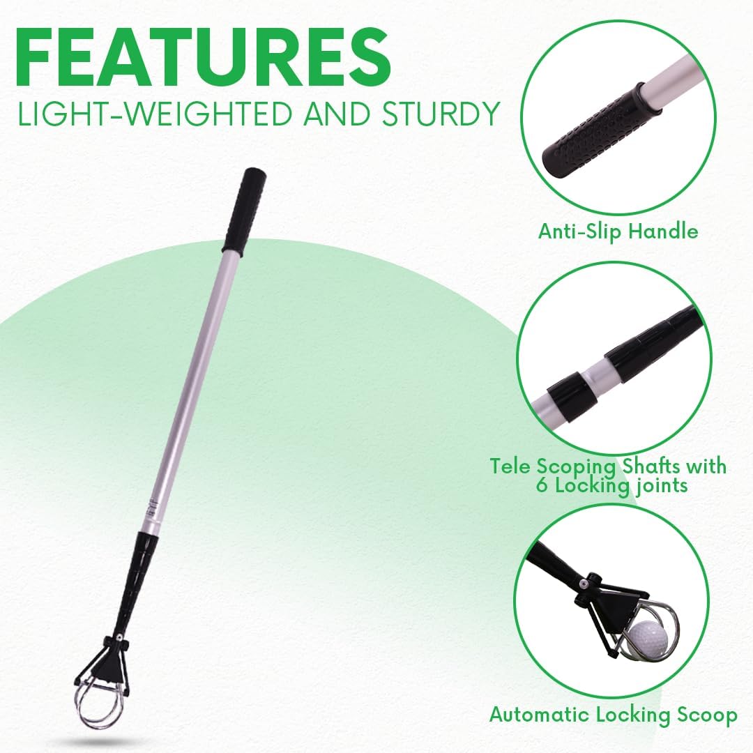 Stainless Steel Telescopic Design Golf Ball Retriever - Extends up to 12 Feet