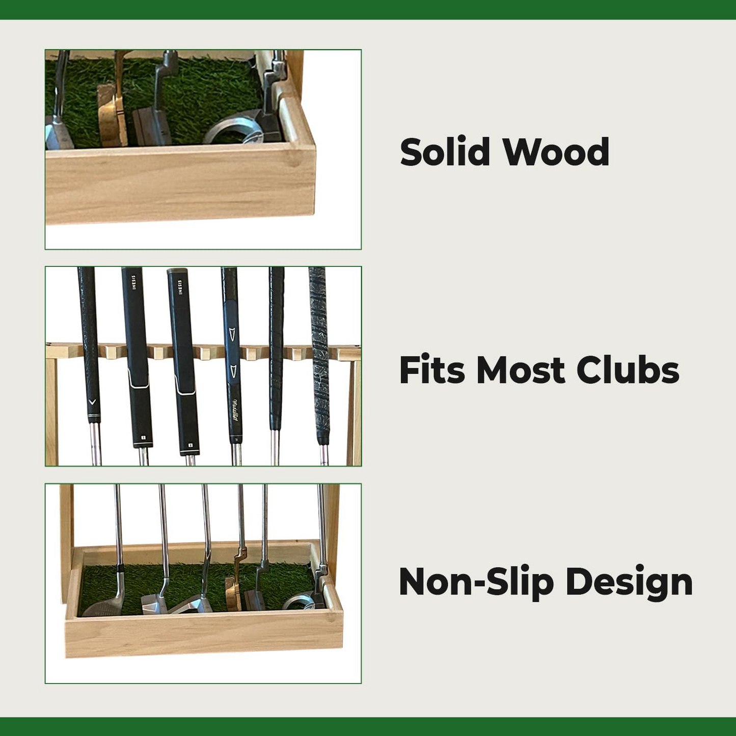 Wooden Golf Putter Stand, Golf Club Holder, Golf Club Brush, Golf Club Organizer, Indoor Display Rack, Stand for Storage, Floor Display Rack