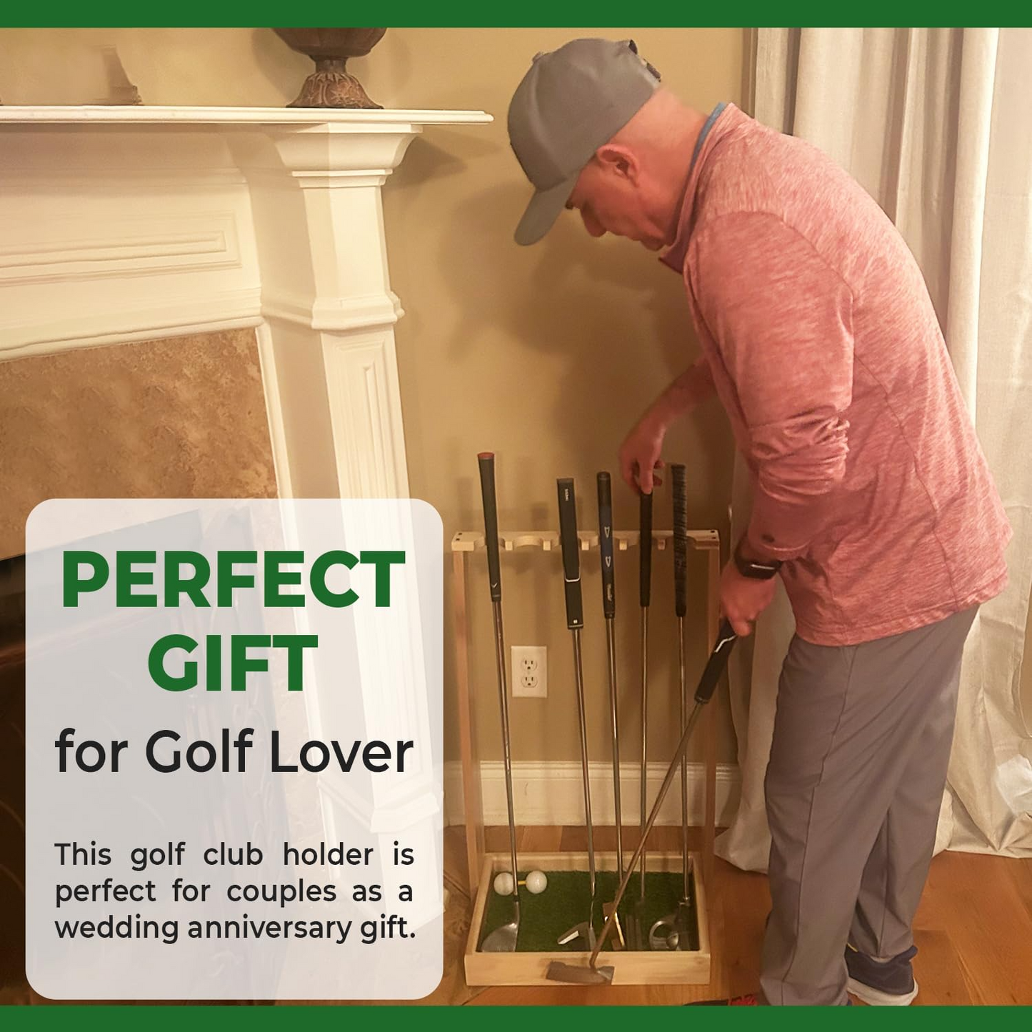 Wooden Golf Putter Stand, Golf Club Holder, Golf Club Brush, Golf Club Organizer, Indoor Display Rack, Stand for Storage, Floor Display Rack