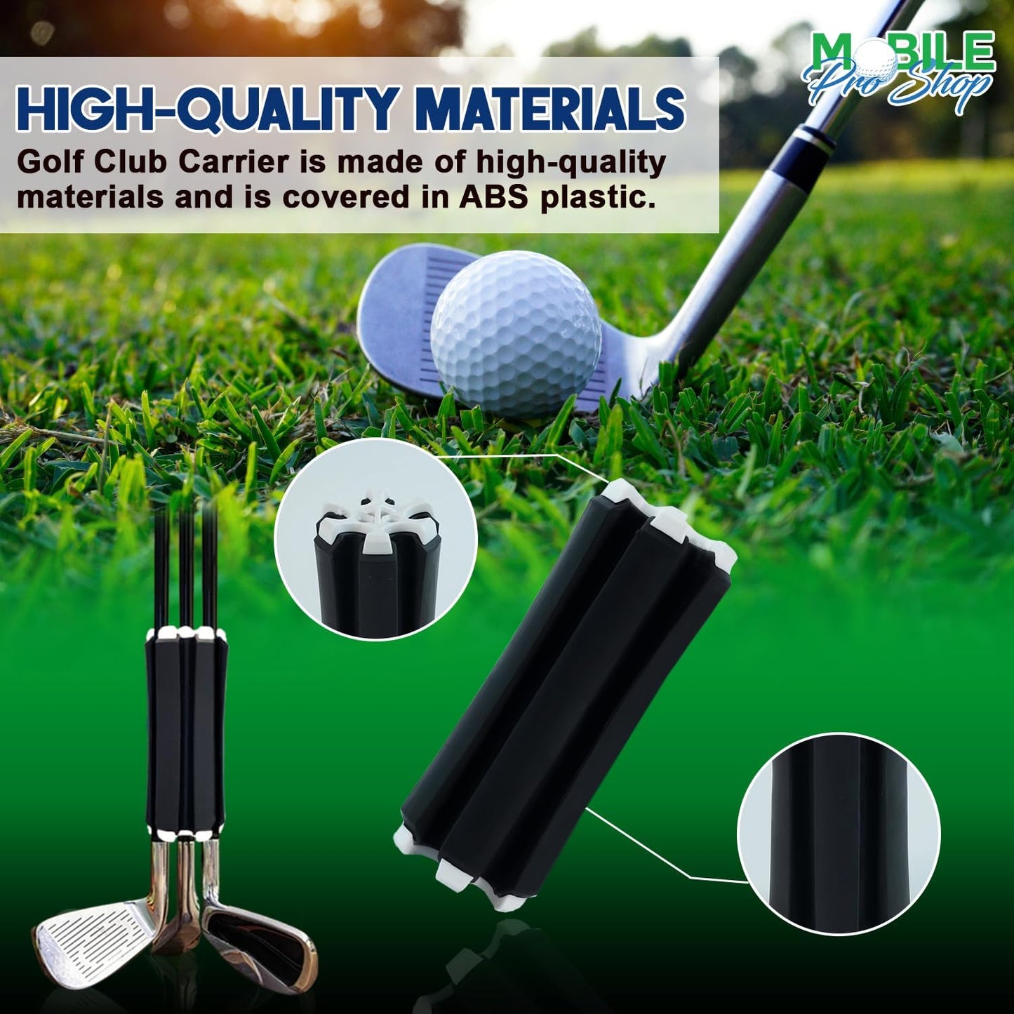 Golf Club Carrier – Holds Up to 6 Golf Clubs, Keeps Them Visible, Clean & Dry – Premium Quality Accessory with Durable Design (Black/White)