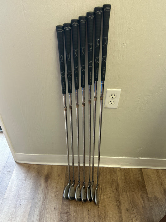Callaway Steelhead X-14 4–PW iron set with True Temper Dynamic Gold R300 steel shafts.