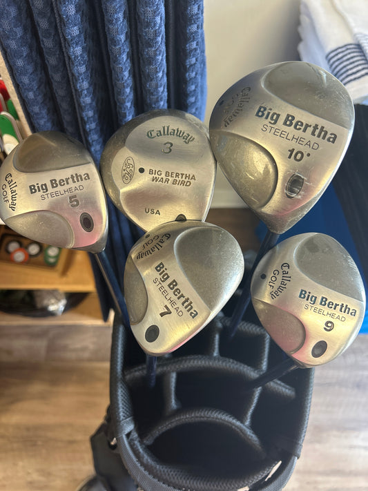 Ladies Callaway Big Bertha Steelhead woods set (Driver, 3, 5, 7 & 9) RH