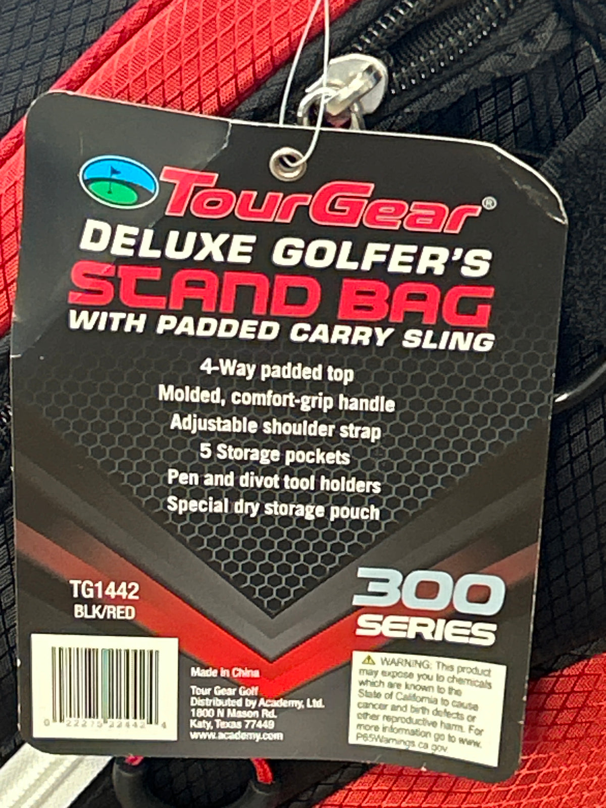 Tour Gear Deluxe Golfer’s 300 Series Stand Bag — NEW with tags Black / Red