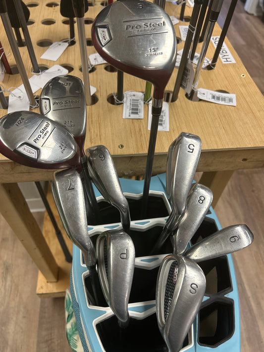 Distance Master Pro Steel Ladies Set 5-PW, 3-wood & 2 Hybrids RH- Great Starter set!