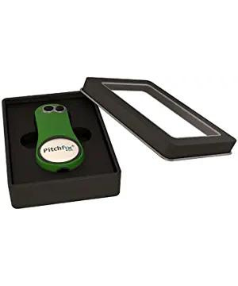 Pitchfix Solo Tin Set Includes Fusion 2.5 Divot Repair Tool with Removable Ball Marker (Green)