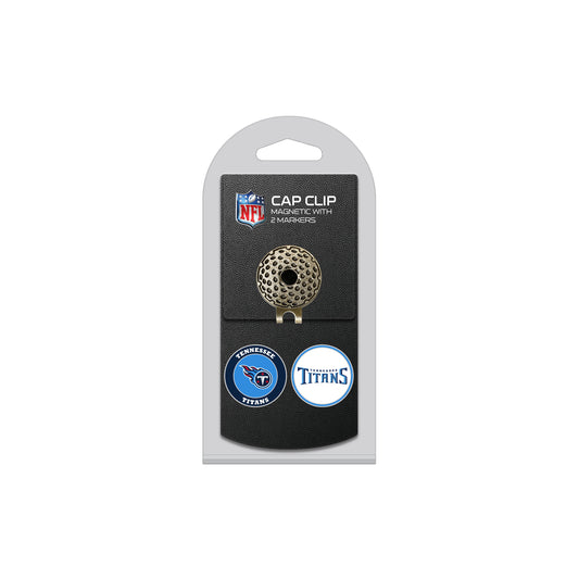 NFL Golf Ball Markers with Hat Clip – Easily Attaches to Golf Cap – Made of Stainless Steel (Tennessee Titans)