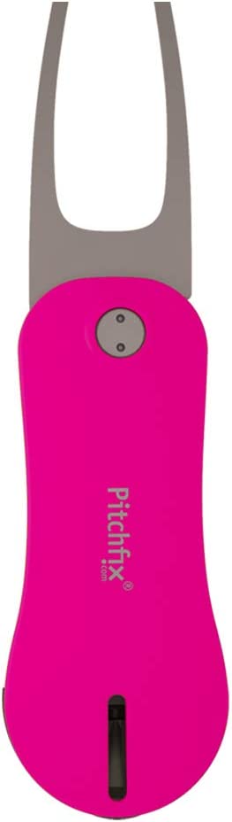 Pitchfix Switchblade Divot Tool Hybrid 2.0 with Removable Ball Marker (Neon Pink/White)