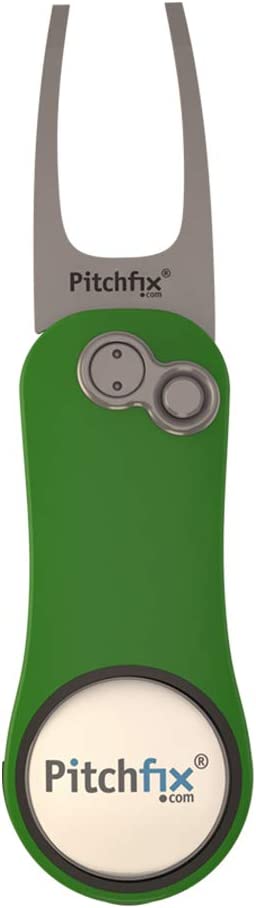 Pitchfix Switchblade Divot Tool Hybrid 2.0 with Removable Ball Marker (Green/White)