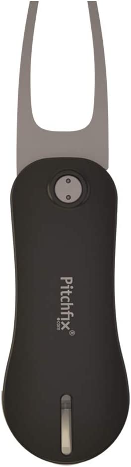 Pitchfix Switchblade Divot Tool Hybrid 2.0 with Removable Ball Marker (Gunmetal/Red)