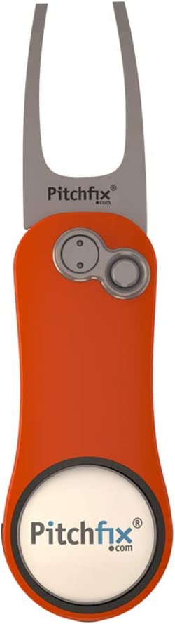 Pitchfix Switchblade Divot Tool Hybrid 2.0 with Removable Ball Marker (Orange/White)