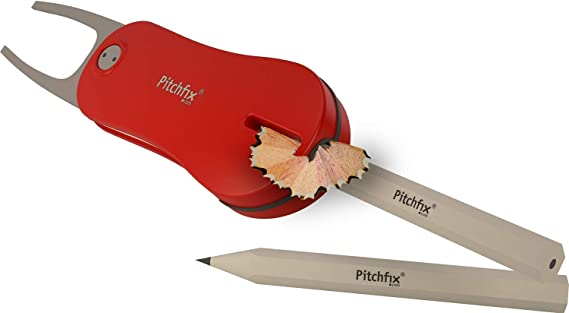 Pitchfix Solo Tin Set Includes Fusion 2.5 Divot Repair Tool with Removable Ball Marker (Red)