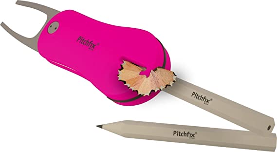 Pitchfix Solo Tin Set Includes Fusion 2.5 Divot Repair Tool with Removable Ball Marker (Neon Pink)