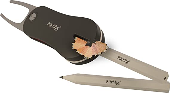 Pitchfix Switchblade Divot Tool Hybrid 2.0 with Removable Ball Marker (Gunmetal/Red)