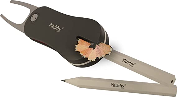 Pitchfix Solo Tin Set Includes Fusion 2.5 Divot Repair Tool with Removable Ball Marker (Gunmetal/Red)