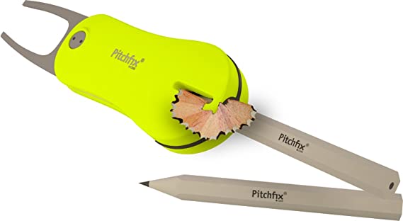 Pitchfix Switchblade Divot Tool Hybrid 2.0 with Removable Ball Marker (Neon Yellow)