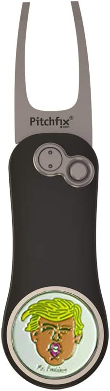 Pitchfix Switchblade Divot Tool Hybrid 2.0 with Removable Ball Marker (Gunmetal/Blue)