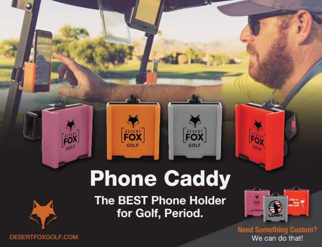 Phone holder for golf push cart