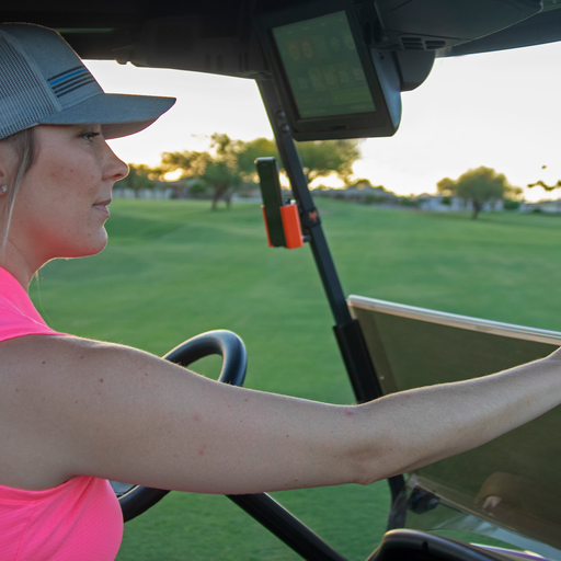 Phone holder for golf push cart