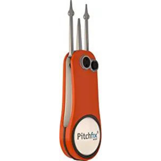 Pitchfix Divot Repair Tool Fusion 2.5 with Removable Ball Marker (Orange/White)