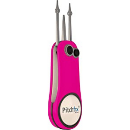 Pitchfix Divot Repair Tool Fusion 2.5 with Removable Ball Marker ( Neon Pink/White)
