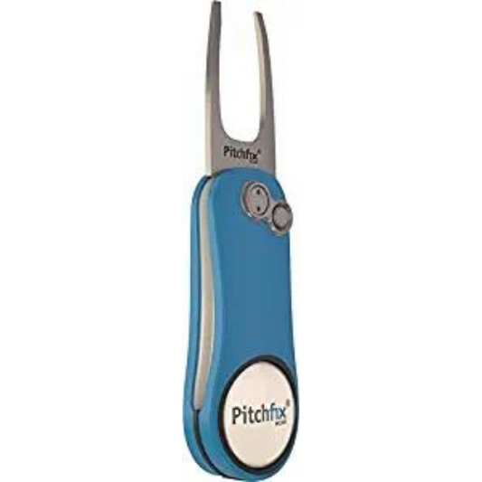 Pitchfix Switchblade Divot Tool Hybrid 2.0 with Removable Ball Marker (Lt Blue/White)