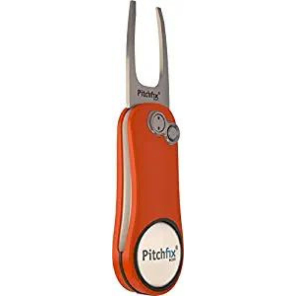 Pitchfix Switchblade Divot Tool Hybrid 2.0 with Removable Ball Marker (Orange/White)