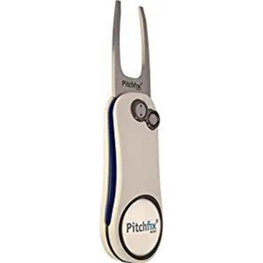 Pitchfix Switchblade Divot Tool Hybrid 2.0 with Removable Ball Marker (White/Blue)