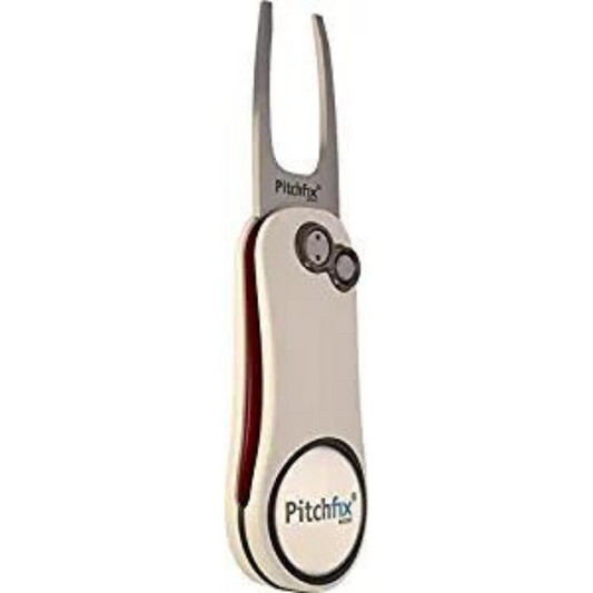 Pitchfix Switchblade Divot Tool Hybrid 2.0 with Removable Ball Marker (White/Red)