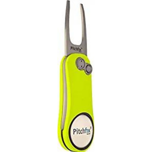 Pitchfix Switchblade Divot Tool Hybrid 2.0 with Removable Ball Marker (Neon Yellow)