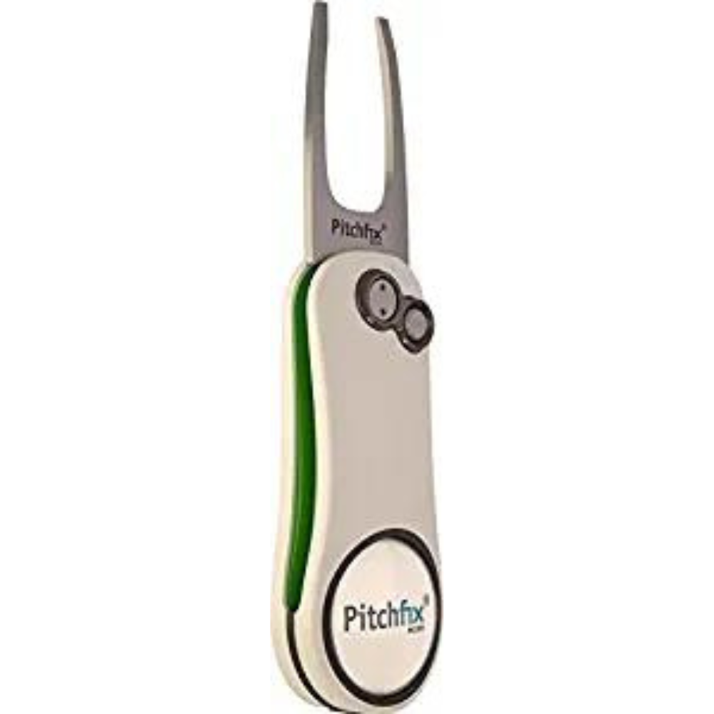 Pitchfix Switchblade Divot Tool Hybrid 2.0 with Removable Ball Marker (White/Green)