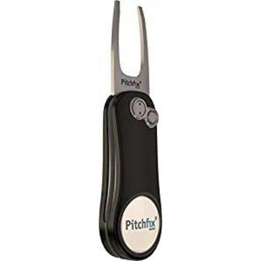 Pitchfix Switchblade Divot Tool Hybrid 2.0 with Removable Ball Marker Black/White