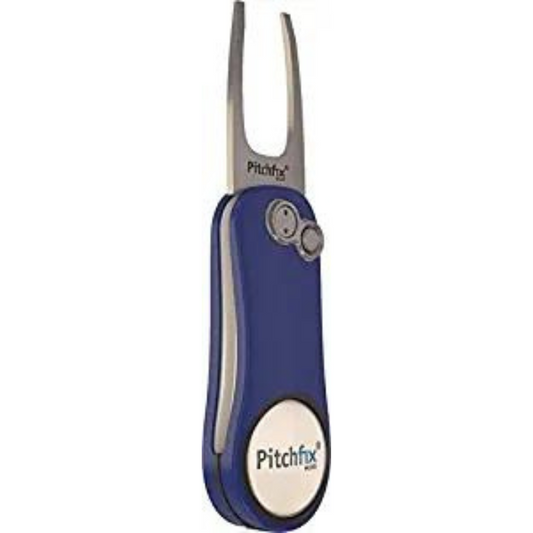 Pitchfix Switchblade Divot Tool Hybrid 2.0 with Removable Ball Marker (Royal Blue/White)