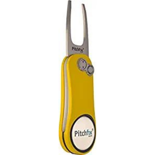 Pitchfix Switchblade Divot Tool Hybrid 2.0 with Removable Ball Marker (Yellow/White)